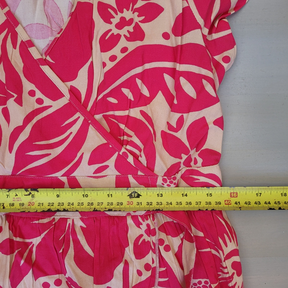 Patrons of Peace Magenta and Cream Floral Maxi Wrap Dress Size L - Picture 11 of 15
